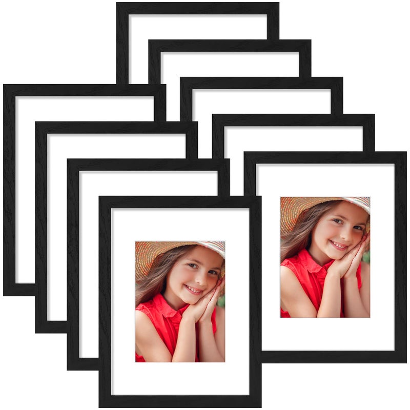 Vittanly 9x12 Picture Frame for Wall Set of 9  Display 6x8 Pictures with Mat or 9x12 without Mat  Collage Frames for Wall or Tabletop  Perfect for Home D?cor  Black - Image 1