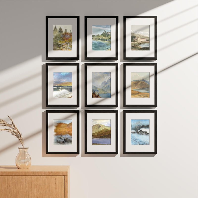 Vittanly 9x12 Picture Frame for Wall Set of 9  Display 6x8 Pictures with Mat or 9x12 without Mat  Collage Frames for Wall or Tabletop  Perfect for Home D?cor  Black - Image 2