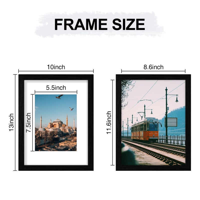 Vittanly 9x12 Picture Frame for Wall Set of 9  Display 6x8 Pictures with Mat or 9x12 without Mat  Collage Frames for Wall or Tabletop  Perfect for Home D?cor  Black - Image 3