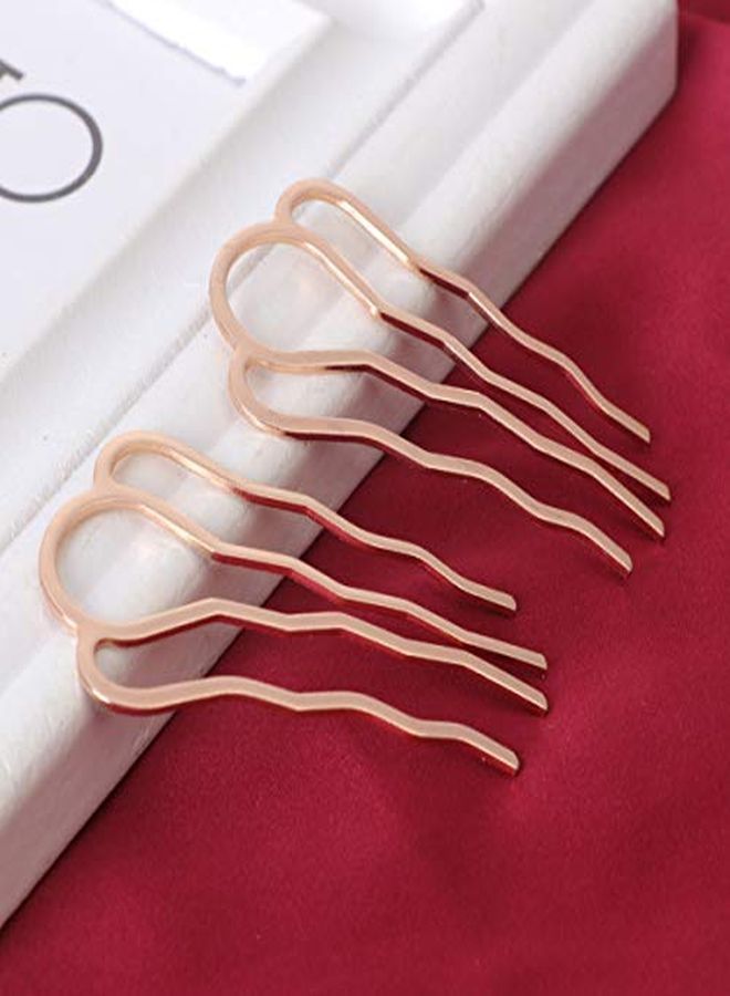 Lurrose 6Pcs 4 Teeth Hair Combs Pins Metal Side Combs Diy Hairpins Updo Accessory For Girls Woman Long Hair (Golden) - Image 5