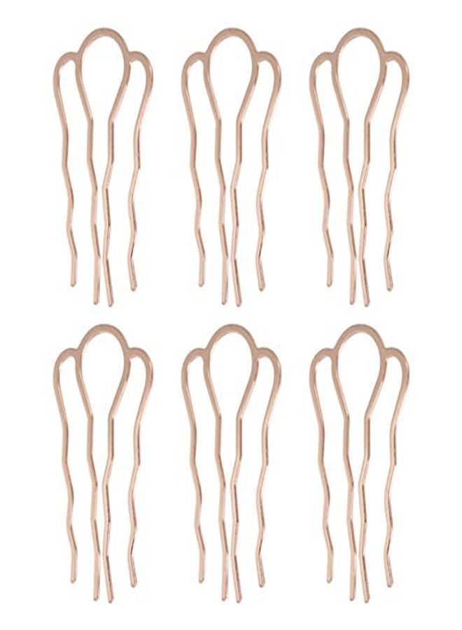 Lurrose 6Pcs 4 Teeth Hair Combs Pins Metal Side Combs Diy Hairpins Updo Accessory For Girls Woman Long Hair (Golden) - Image 1