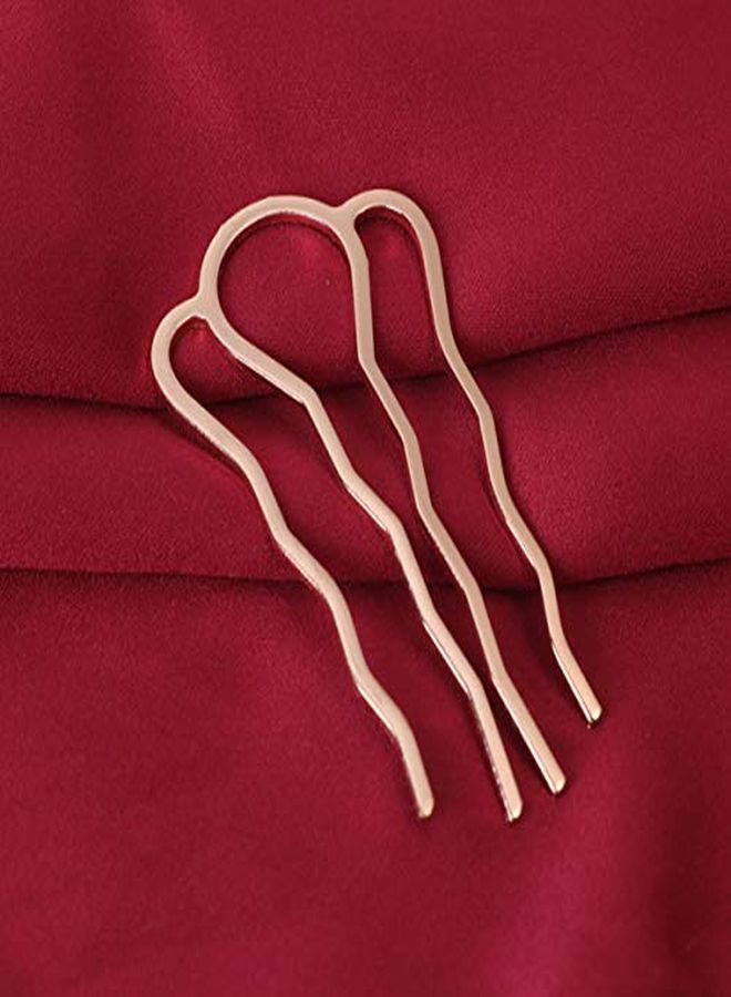 Lurrose 6Pcs 4 Teeth Hair Combs Pins Metal Side Combs Diy Hairpins Updo Accessory For Girls Woman Long Hair (Golden) - Image 4