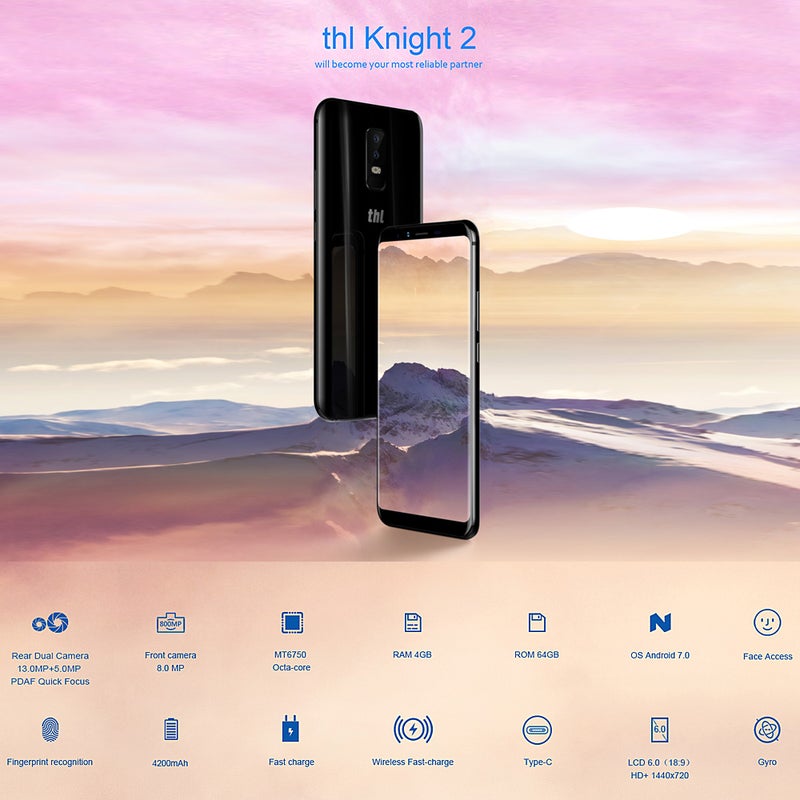 Generic (Unbranded) هاتف THL Knight 2 - أندرويد 7.0، شاشة 6 إنش، معالج ثماني النواة، 4 جيجابايت رام، بطارية 4200 مللي أمبير، 4G - Image 3