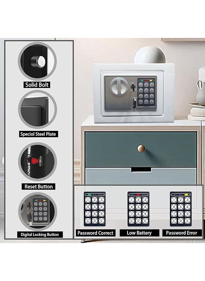 Hihonor Electronic Deluxe Digital Security Safe Box Keypad Lock Home Office Hotel Business Jewelry Gun Cash Use Storage (White)  - Image 2