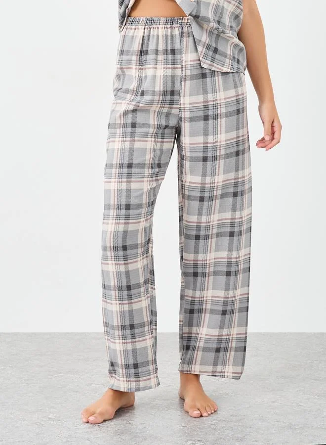 ستايلي Styli Checked Button Through Shirt and Pyjama Set
