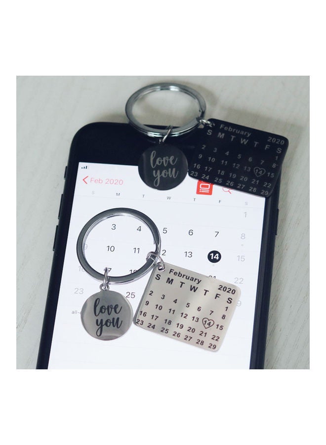 نيبمينينت سلسلة مفاتيح من الإستانلس ستيل بتصميم مربع على شكل قلب مناسبة كهدية عيد ميلاد - Image 3