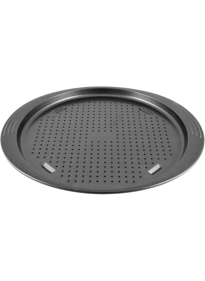 تيفال TEFAL Pizza Pan | Easy Grip Pizza Pan 34cm | Carbon Steel | Easy Handling | Large Handles | Non-Stick Coating | Easy Release | Easy Cleaning | Dark Grey | 2 Years Warranty | J1629045