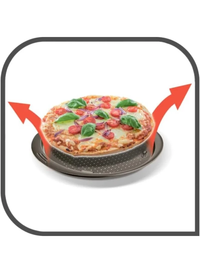 Tefal TEFAL Pizza Pan | Easy Grip Pizza Pan 34cm | Carbon Steel | Easy Handling | Large Handles | Non-Stick Coating | Easy Release | Easy Cleaning | Dark Grey | 2 Years Warranty | J1629045 Assorted 34cm