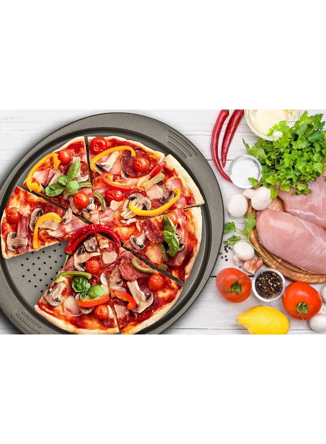 Tefal TEFAL Pizza Pan | Easy Grip Pizza Pan 34cm | Carbon Steel | Easy Handling | Large Handles | Non-Stick Coating | Easy Release | Easy Cleaning | Dark Grey | 2 Years Warranty | J1629045 Assorted 34cm