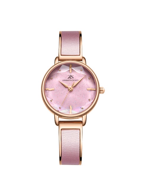 Kenneth Scott Women's PC21 Movement Watch, Analog Display and Alloy Strap - K23503-RBPP, Pink