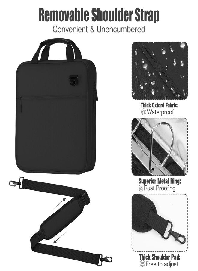 MoKo Zipper Binder, 3 Inch 3 Ring Binder with Zipper,700 Sheets Capacity Zipper Binder with Shoulder Strap & Handle,Multi-Pocket Zipper Binder Organizer for Middle School, Black - Image 4