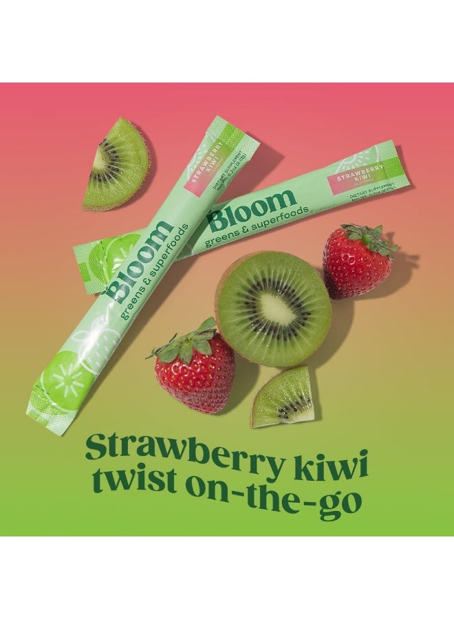 Bloom Nutrition Greens and Superfoods Powder Packets for Digestive Health, Greens Powder, Digestive Enzymes, Probiotics, Spirulina, Chlorella for Bloating & Gut Support, 15 Stick, Strawberry Kiwi - Image 3