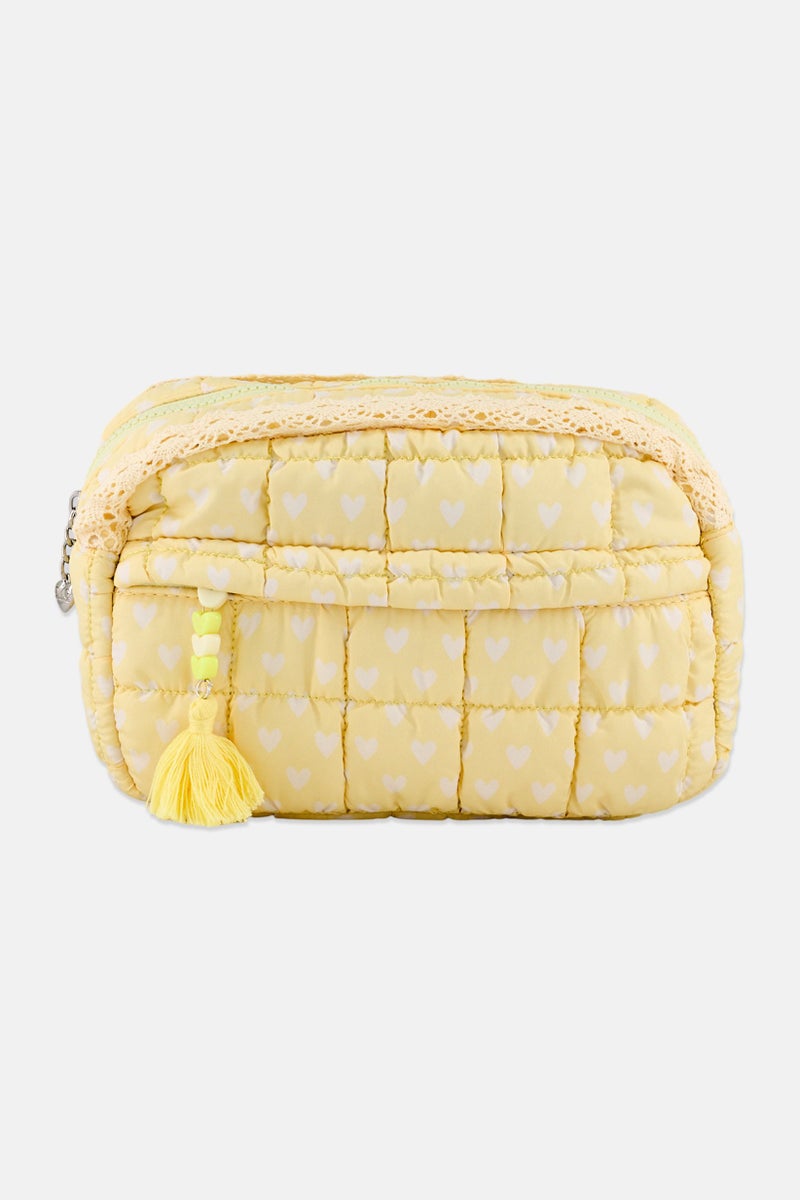 Miss Gwen's OMG Kids Girl Quilted Makeup Pouch, Yellow - Image 1