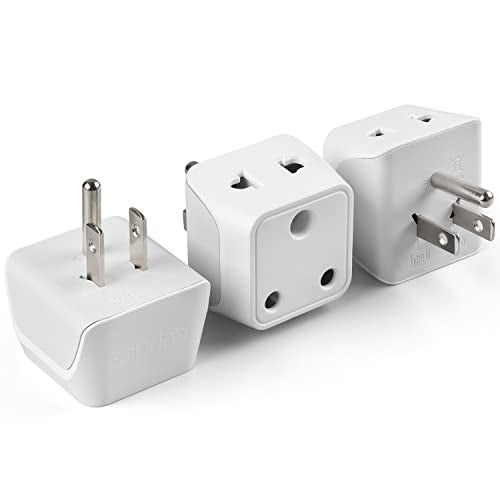 Ceptics India to USA Converter Plug - Type B Canada Travel Adapter, 2 in 1 USA - Dual Input - Perfect for Laptop, Phones, Cameras, CE - RoHS, 3 Pack - Lifetime Limited Warranty - Image 1