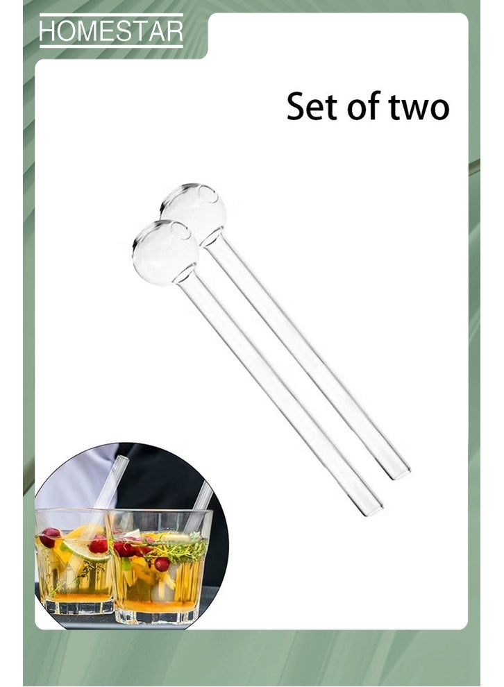 HOMESTAR 2Pcs Glass Tubes, Suitable for Juice, Drink, Coffee, Milk Tea Stirring, Essential, For Home, Outdoor and Camping - Image 1