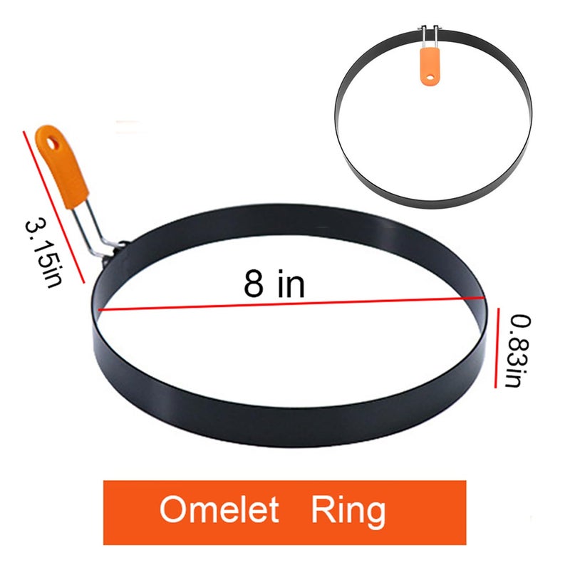 WOWITIS Large 2 Packs 8" Omelette Ring for Griddle,Stainless Steel 8 Inch Griddle Omelet Rings,Non-Stick Pancake Egg Ring Round Omelette Rings Omelet Mold Muffin Mold Silicone Handle - Image 5