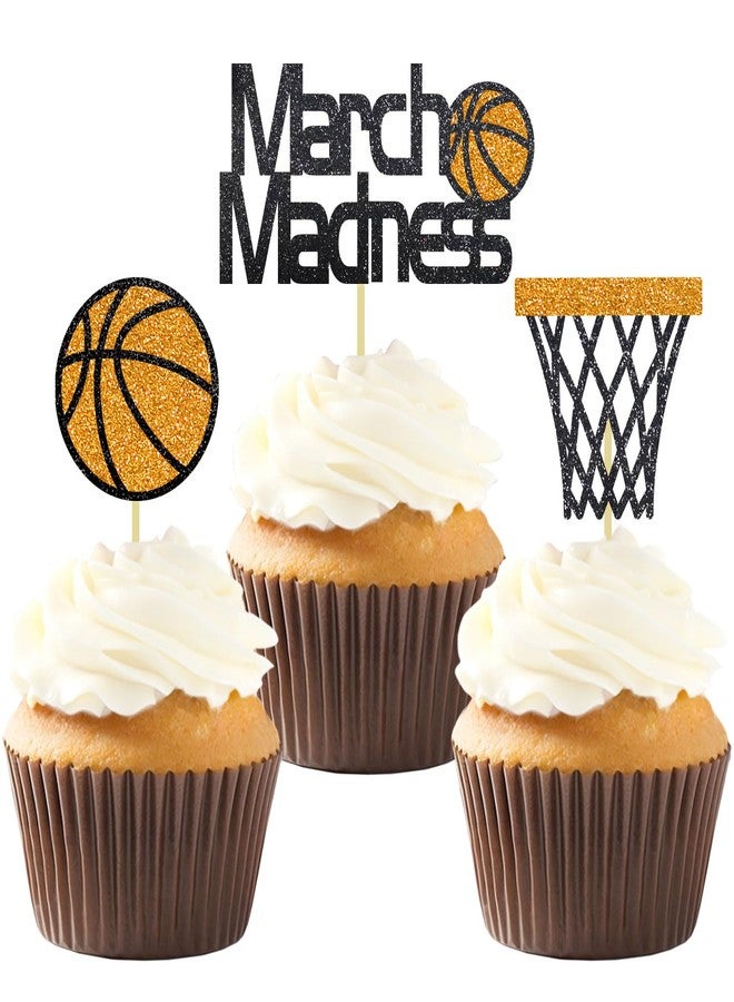 Moitkptt 24Pcs Basketball Cupcake Toppers for Party Decorations, March Madness & Birthday Themes (MIX B), BAK001 - Image 1