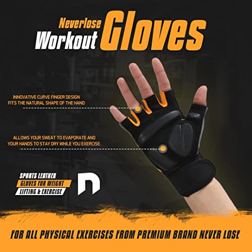 NEVER LOSE Padded Weight Lifting Gloves, Gym Gloves, Workout Gloves with Built-in Exercise Gloves for Cross Training, Pull Ups, Fitness, Powerlifting, for Men & Women (XL, Loto) - Image 2