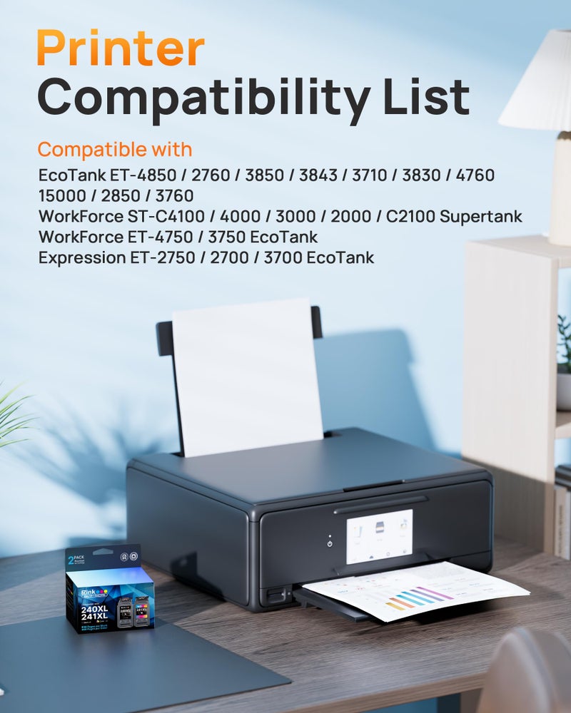 E-Z Ink زجاجات إعادة تعبئة حبر E-Z Ink متوافقة 502 متوافقة مع زجاجات إعادة تعبئة حبر Epson 502 T502 522 T522 سعة عالية للاستخدام مع Epson ET-3850 ET-2850 ET-4850 ET-2800 ET-2760 ET-3760 (5 زجاجات) - Image 2