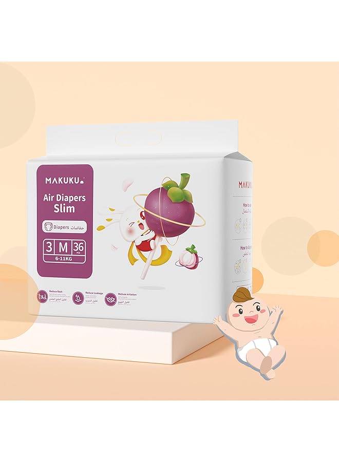 Makuku Air Slim Tape Diapers Size 3 (6 11Kg) 4 6 Months 36 Pieces - Image 2