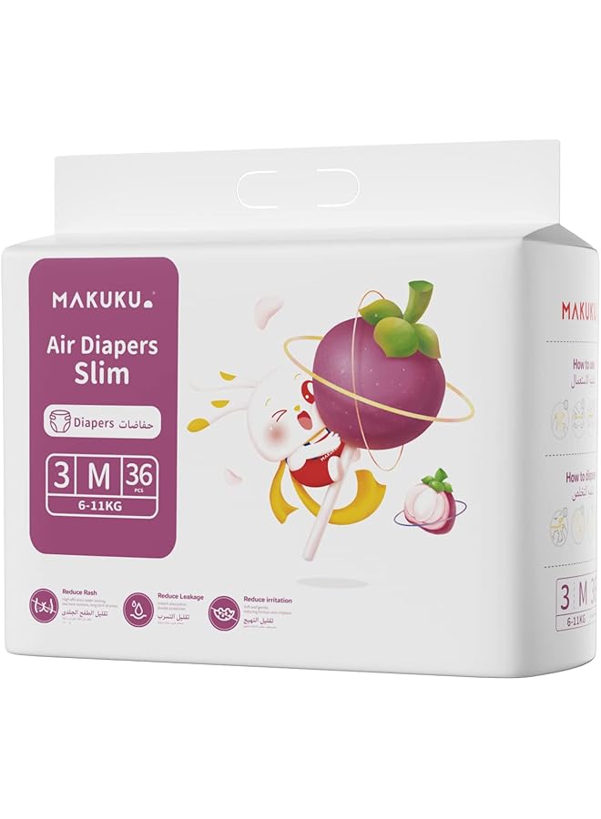 Makuku Air Slim Tape Diapers Size 3 (6 11Kg) 4 6 Months 36 Pieces - Image 1