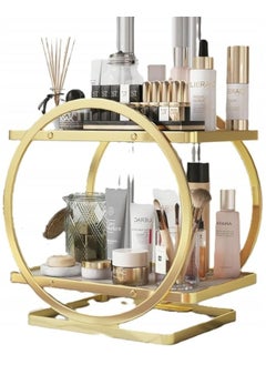 Spaceshoop Modern 2-Tier Bathroom Organizer, Metal Circle Design, Vanity Storage Rack for Cosmetics and Perfumes (Multicolor)  - Image 1