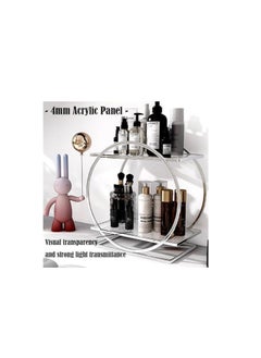 Spaceshoop Modern 2-Tier Bathroom Organizer, Metal Circle Design, Vanity Storage Rack for Cosmetics and Perfumes (Multicolor)  - Image 4