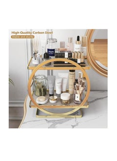 Spaceshoop Modern 2-Tier Bathroom Organizer, Metal Circle Design, Vanity Storage Rack for Cosmetics and Perfumes (Multicolor)  - Image 5