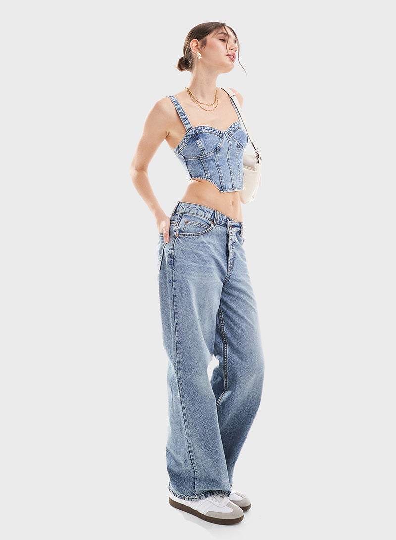 Miss Selfridge Denim Bralet Top  - Image 4