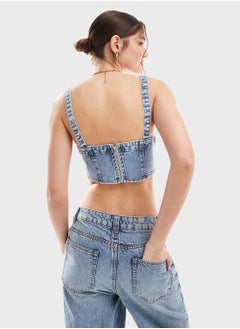 Miss Selfridge Denim Bralet Top  - Image 2