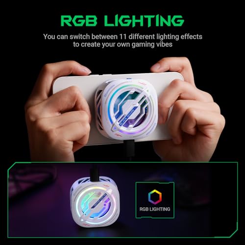 BLACK SHARK مبرد الهاتف الخلوي مغناطيسي بلاك شارك، مروحة تبريد هاتف RGB محمولة خفيفة الوزن، مبرد هاتف مع منطقة تبريد أكبر للهاتف/اللوحي/الآيباد (أبيض) - Image 4