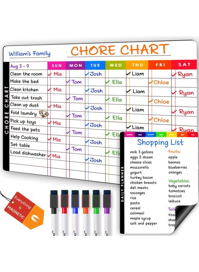 MODERNEAT Magnetic Chore Chart (11.5x15) - Chore Chart for Kids Multiple Kids - Chore Chart for Adults - Chores Chart for Kids - Dry Erase Chore Chart for Kids - Magnetic Chore Chart for Refrigerator (7x9') - Image 1