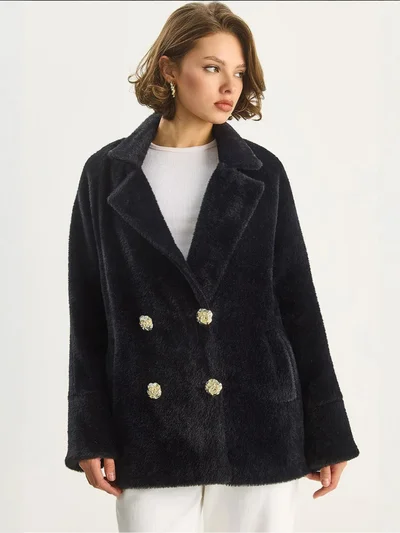 Bianco Lucci LUCCI Oversized Textured Plush Jacket