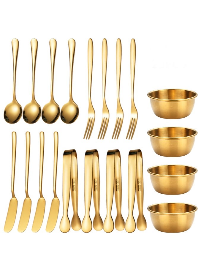 general Tableware set for parties and gatherings Western-style table setting tableware set with ice tongs dessert forks coffee spoons and sauce bowls - Image 1