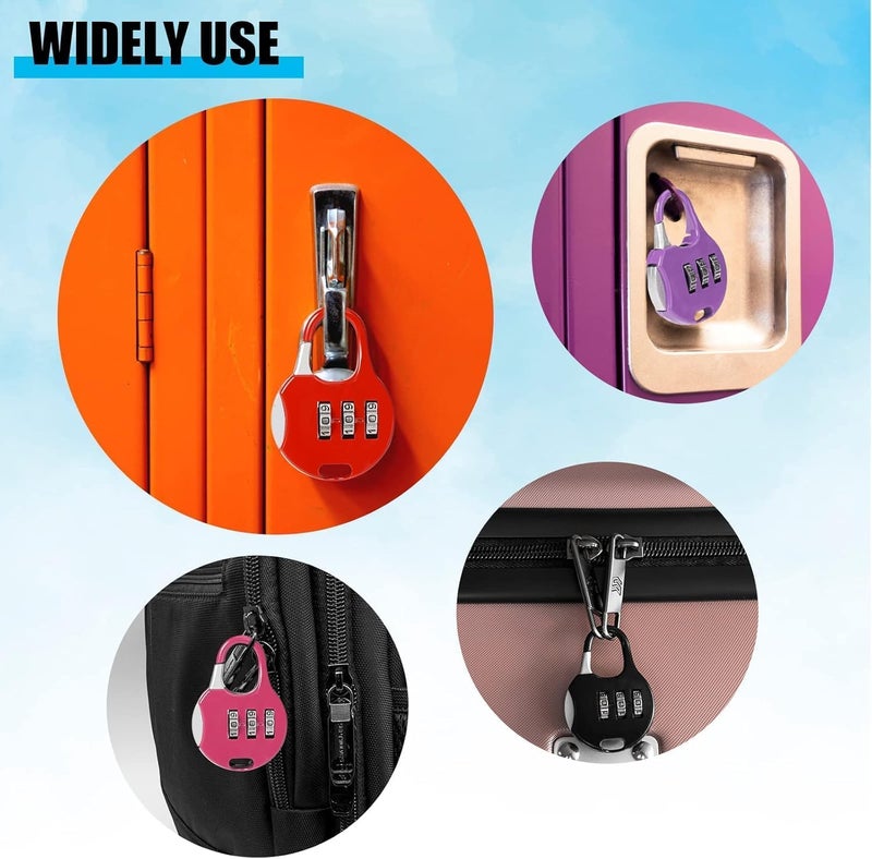 Digit Travel Lock - Small Security Lock for Suitcases, Computer Bags, School Backpacks, Lockers and Drawers, rounded, (Multicolor) (Two-piece) - Image 5
