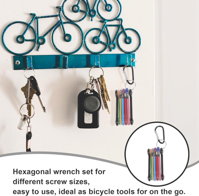 BETOOKY Foldable Hex Key Wrench Set for Bicycle and Bathtub Repair, Small Metric Key Tool Kit with Color-coded Handles, Multifunctional Compact Wrenches for Home and Outdoor Maintenance - Image 1