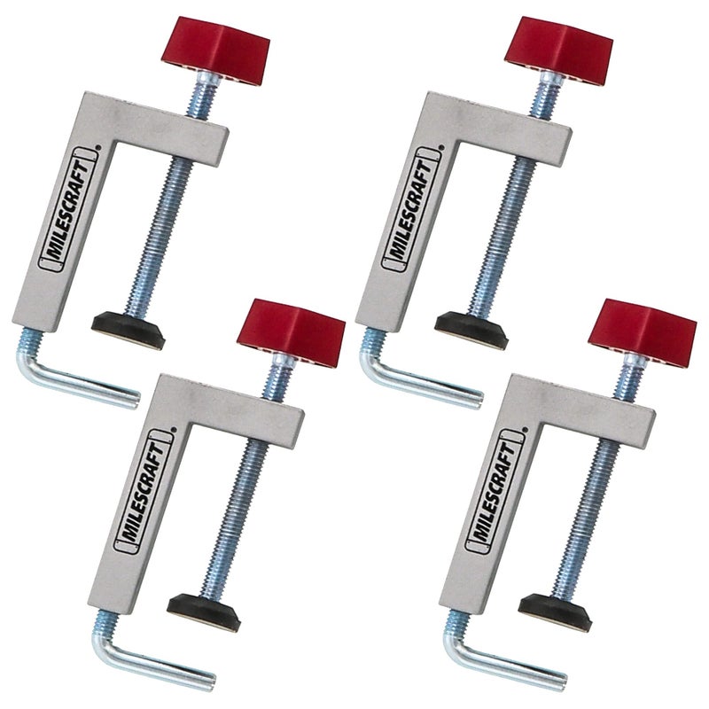 Milescraft 7209 Universal Fence Clamp 4Pack For Mitre Saws Router Tables Table Saws Clamping Squares 38 Rod Rigid Aluminum Body Woodworking Clamps