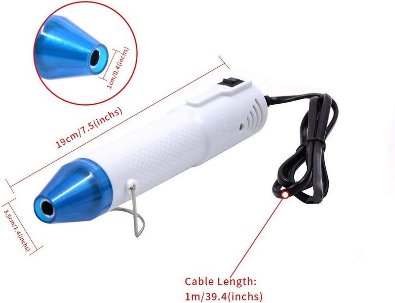 MOFA Embossing Heat Gun,Hot Air Gun Tools Shrink Gun with Stand For DIY Embossing And Drying Paint Multi-Purpose Electric Heating Nozzle 150W(White,Blue) - Image 2