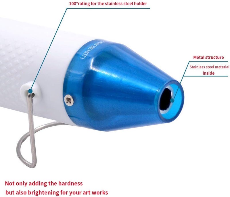MOFA Embossing Heat Gun,Hot Air Gun Tools Shrink Gun with Stand For DIY Embossing And Drying Paint Multi-Purpose Electric Heating Nozzle 150W(White,Blue) - Image 3