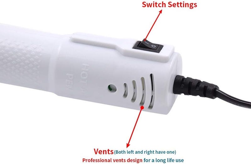MOFA Embossing Heat Gun,Hot Air Gun Tools Shrink Gun with Stand For DIY Embossing And Drying Paint Multi-Purpose Electric Heating Nozzle 150W(White,Blue) - Image 5