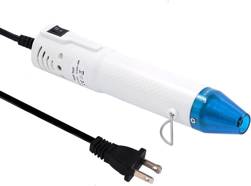 MOFA Embossing Heat Gun,Hot Air Gun Tools Shrink Gun with Stand For DIY Embossing And Drying Paint Multi-Purpose Electric Heating Nozzle 150W(White,Blue) - Image 1
