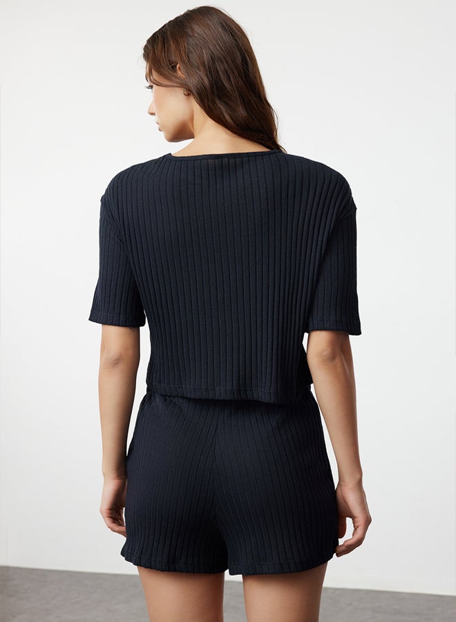 trendyol Pajama Set with Ribbed Shorts - Image 5