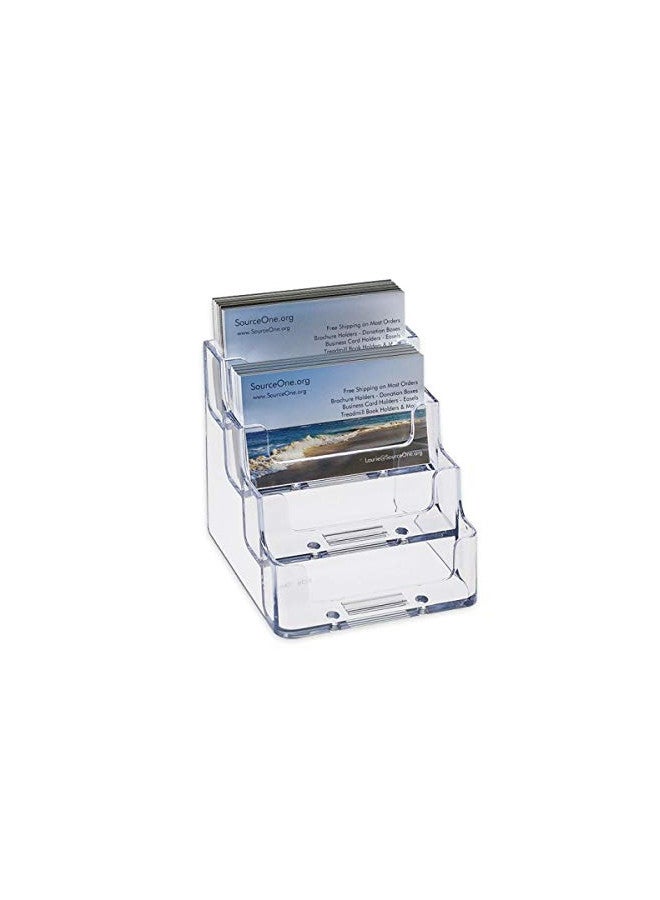 SOURCEONE.ORG Source One 4 Pocket Clear & Black Acrylic Business Card Holder