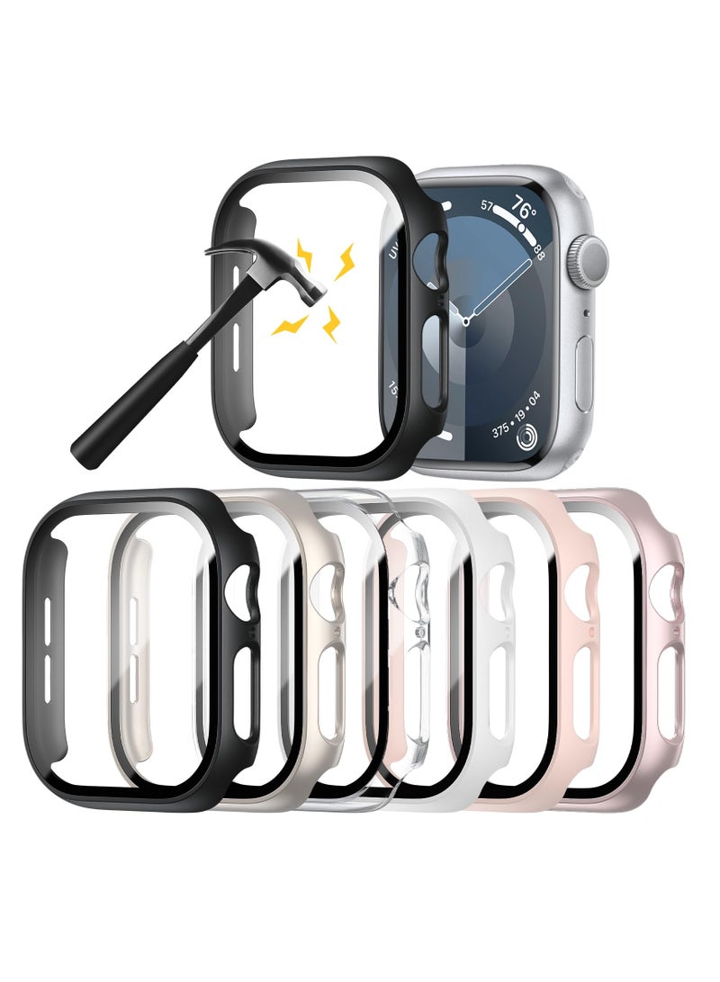 SYOSI Hard PC Case Compatible with Apple Watch Series 10 46mm, 6 Pack, With Tempered Glass Screen Protector, Rontion Ultra-Thin Scratch Resistant Full Protective Bumper Cover for iWatch 10 46mm Accessories  - Image 2