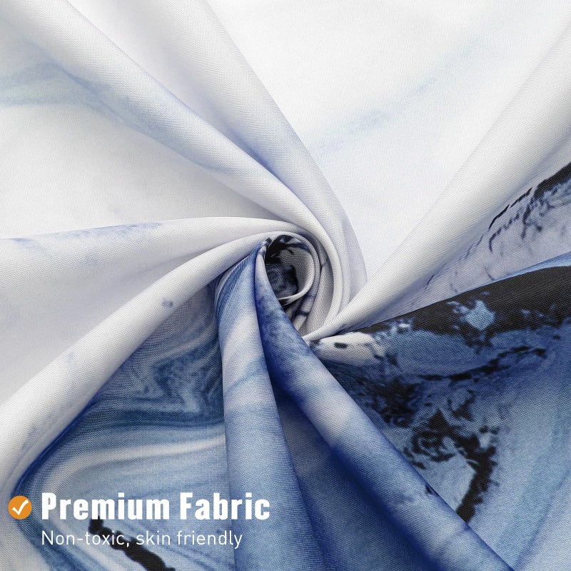 MitoVilla Navy Blue Marble Small Stall Shower Curtain 36 x 72  Abstract Ombre Half Size Narrow Shower Curtain Set  36 inch Modern Fabric Shower Curtains for Chic Luxury Bathroom Decor - Image 4