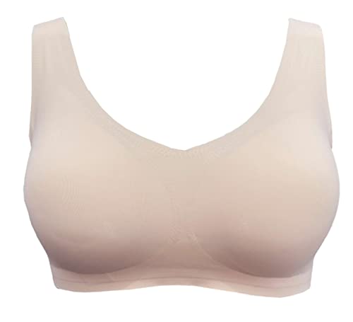 BIMEI Seamless Mastectomy Bra for Women Breast Prosthesis with Pockets Sleep Bras Soft Daily Bras with Removable Pads (Skin, XL) - Image 1