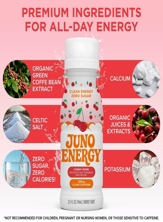 JUNO Energy Shot, Zero Sugar, Organic Caffeine, Gluten Free & Vegan Energy Shot, Made with Vitamin C, Celtic Salt, Calcium, Sour Cherry Juice, & Keto Friendly, Plant Based, 2.5 FL OZ Bottles, 12 Pack - Image 2