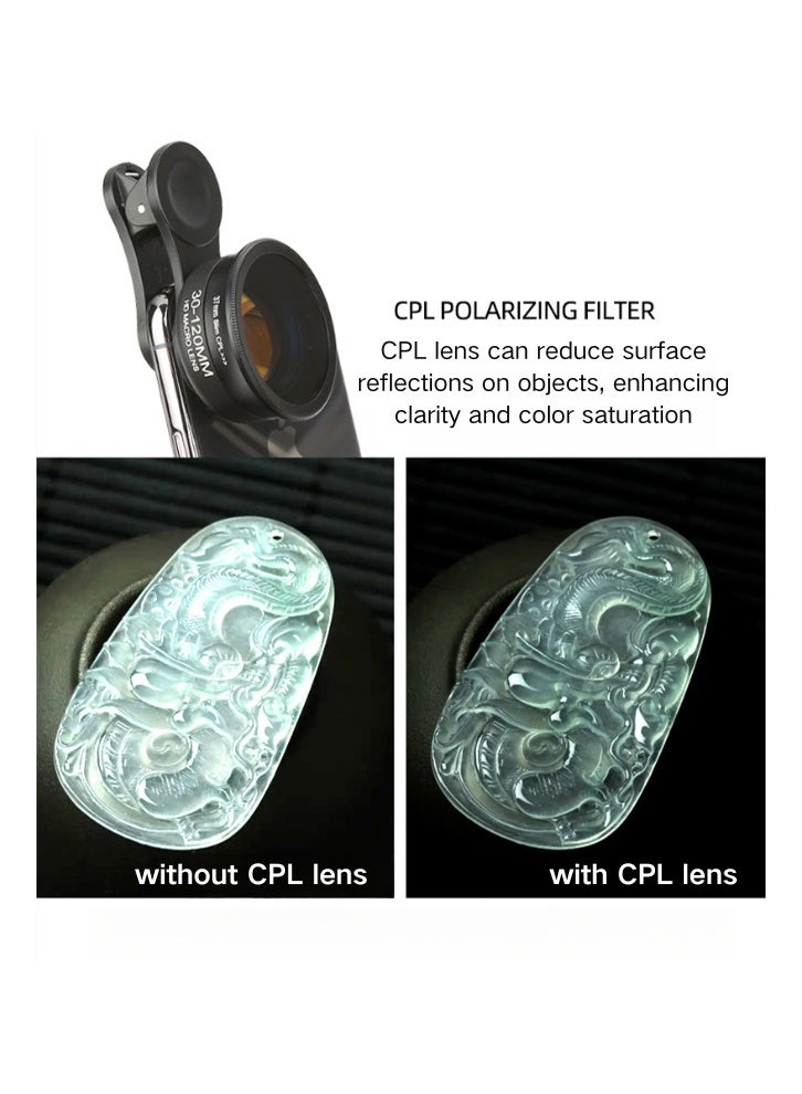 3 in 1 Phone Camera Lens Kit: Professional Macro Lens, Star Filter Lens, CPL Lens, Clip-on Lens for iPhone/Android, Includes Travel Bag, 30-120mm Macro Lens - Image 4