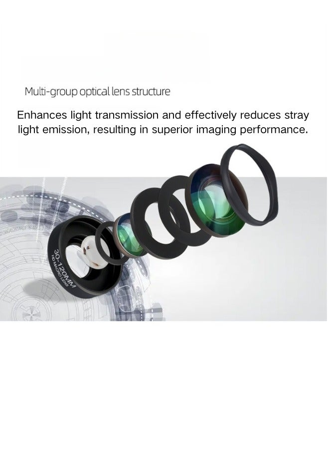 3 in 1 Phone Camera Lens Kit: Professional Macro Lens, Star Filter Lens, CPL Lens, Clip-on Lens for iPhone/Android, Includes Travel Bag, 30-120mm Macro Lens - Image 2