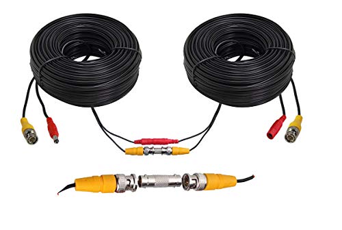 InstallerCCTV BNC Video Power Cable, 60ft All-in-One Video HD-TVI HD-CVI AHD Analog 1080p Black Premade Power Cable w/Connectors for CCTV Security Cameras - Black - Image 4